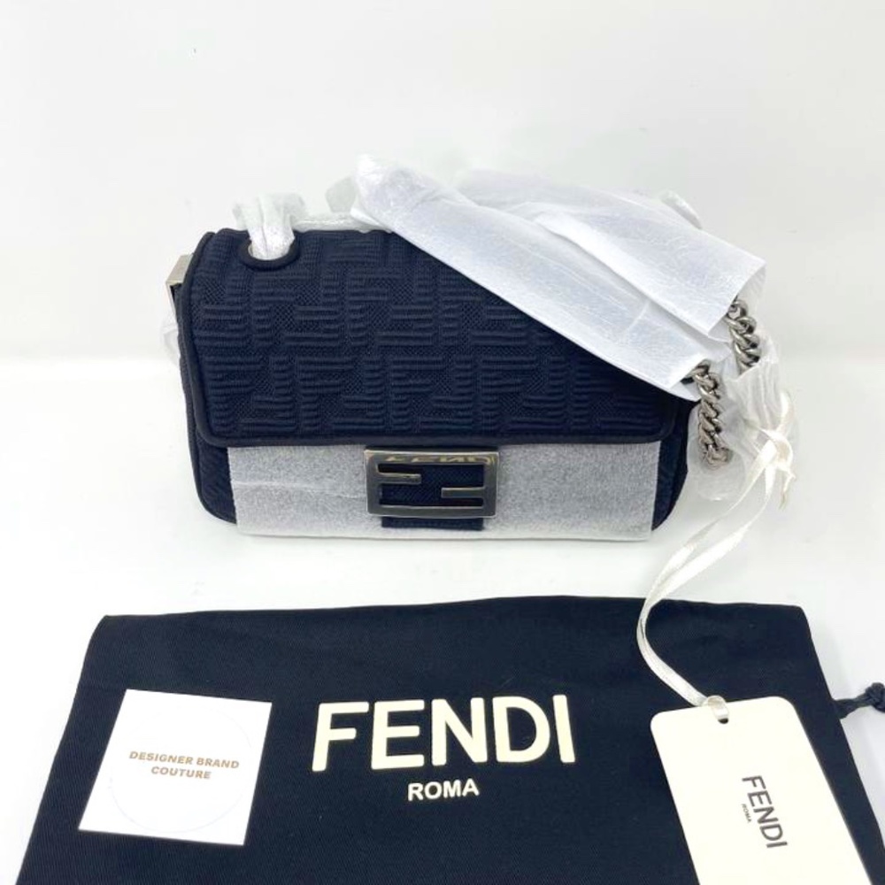 Brand new Fendi Midi FF Black Fabric Baguette